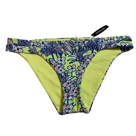 Adore Me Women's Blue And Green Floral Swim Bikini Bottom Size Small S - NWT - Picture 1 of 5